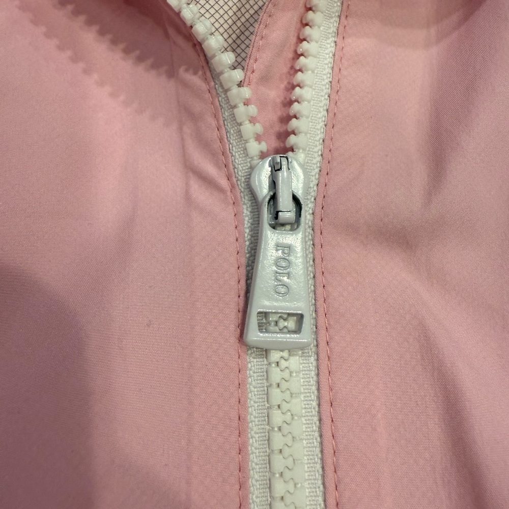 Ralph Lauren Polo Golf Jacket Size Large Pink Windbreaker Hooded Full Zip - Picture 6 of 13